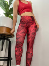 Load image into Gallery viewer, Red swirl one size legging