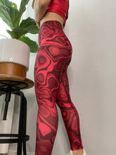 Load image into Gallery viewer, Red swirl one size legging