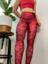 Load image into Gallery viewer, Red swirl one size legging