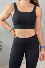 Load image into Gallery viewer, Black Micro Ribbed Sport Bra
