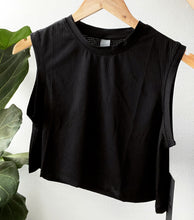 Load image into Gallery viewer, Black Waffle Crop Tank

