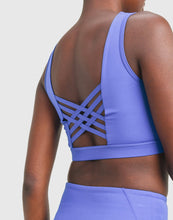 Load image into Gallery viewer, Royal Blue Perforated Recycled Criss Cross Back Sport Bra
