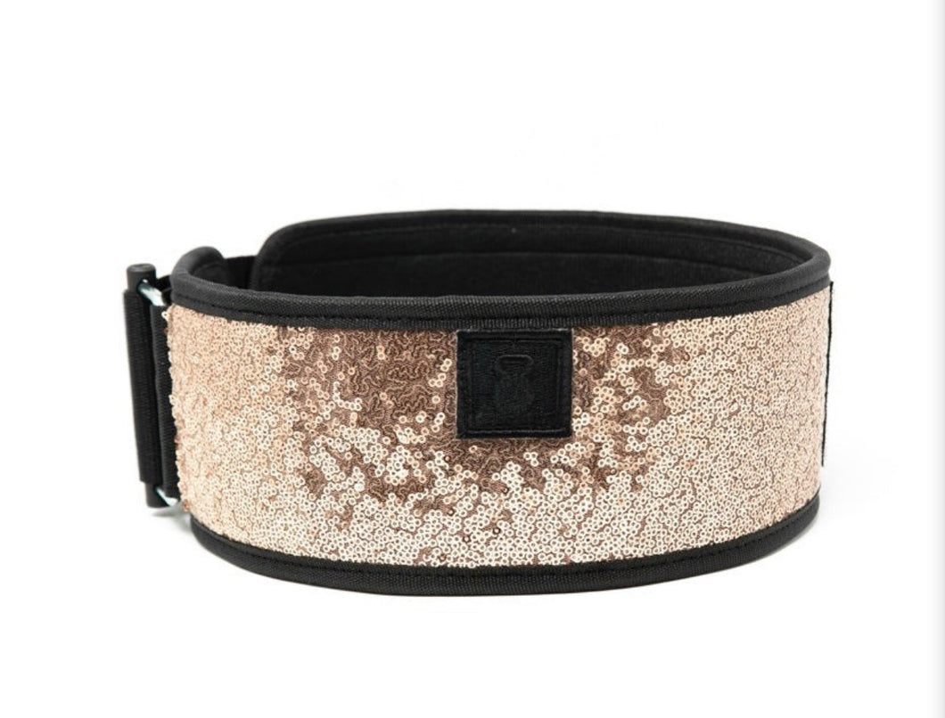 CLASSY BLING ROSE GOLD STRAIGHT WEIGHTLIFTING BELT